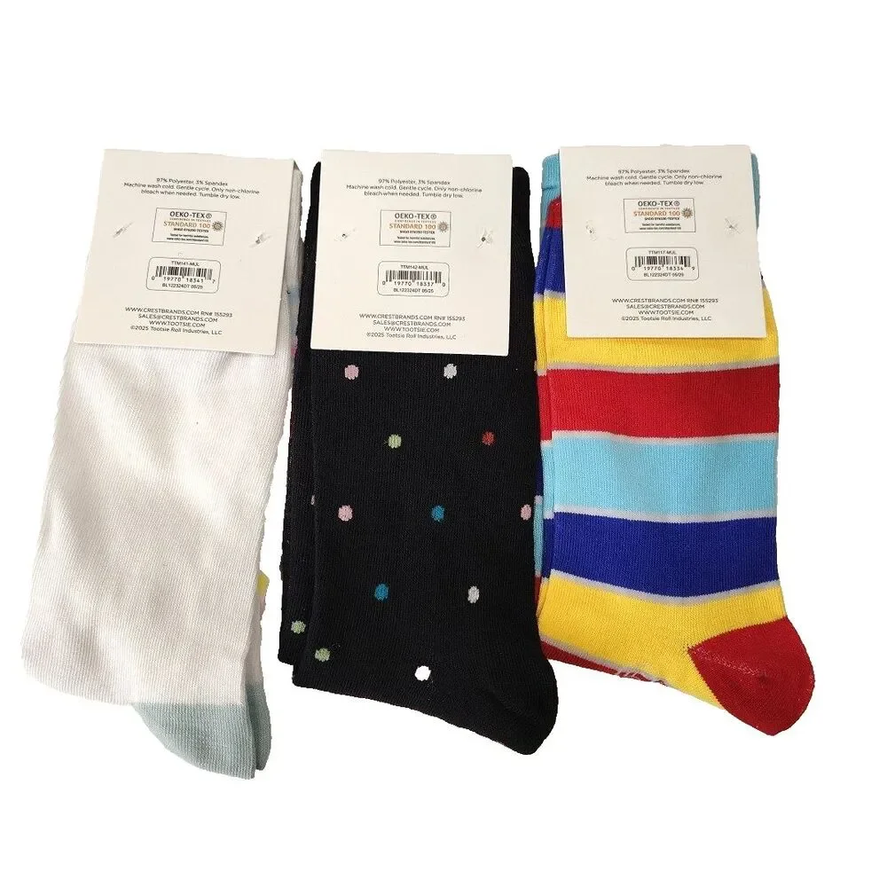 Charms Lollipop 3-pair Candy Food Novelty Mens Adult Size 6-12 Crew Socks NWT